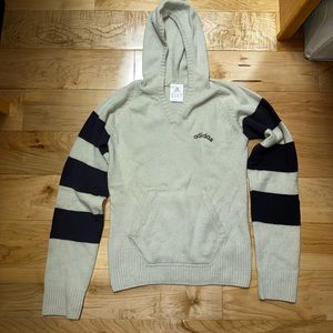Adidas Women's Cream and Black Striped Sweater